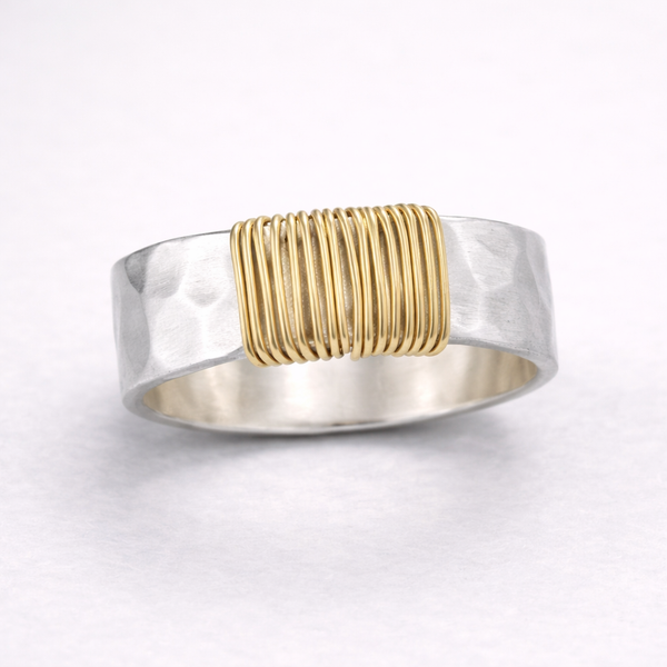Vintage Golden Threads Silver Ring